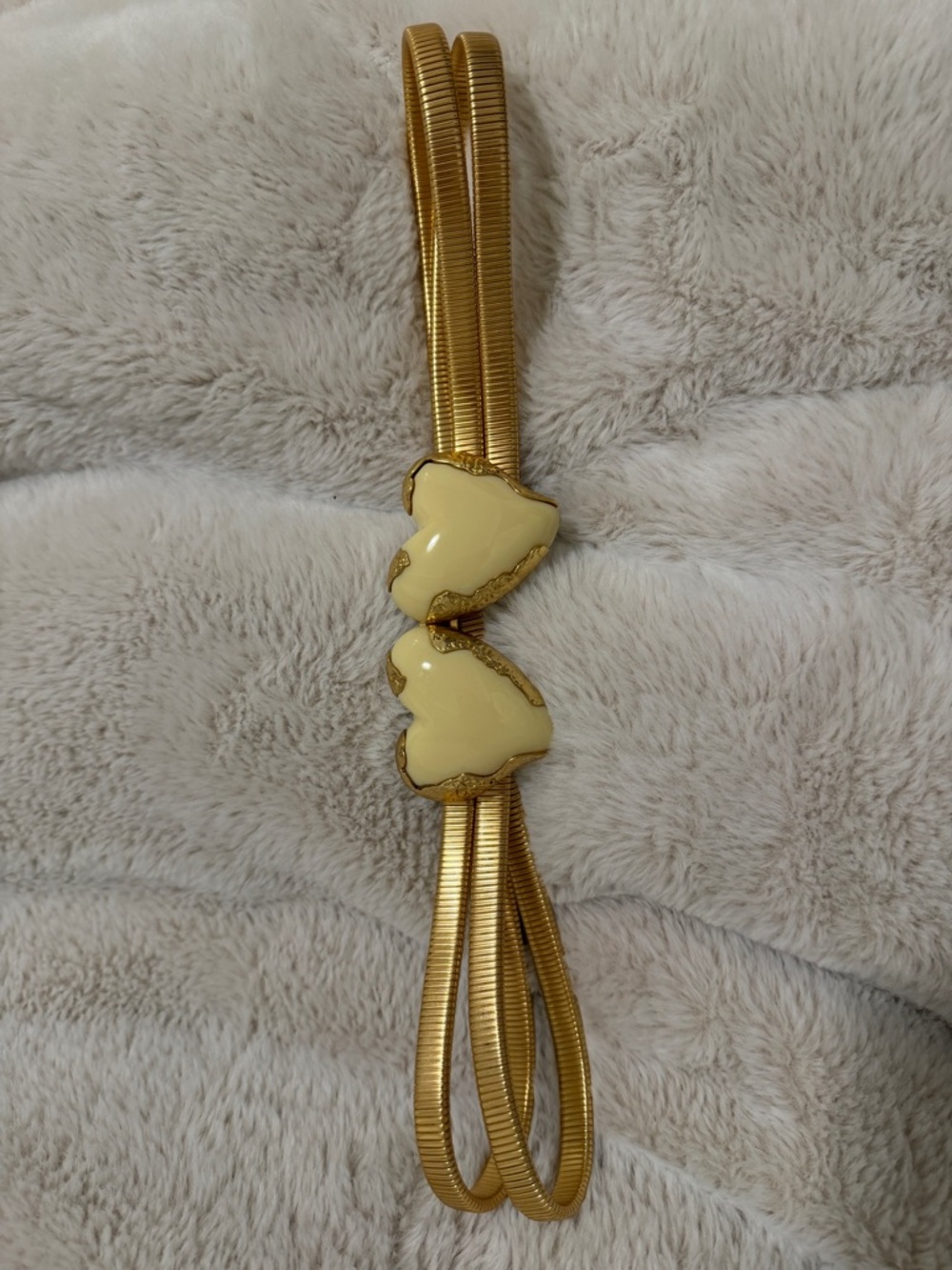 Zara Gold Tone Belt with Cream Heart Accents